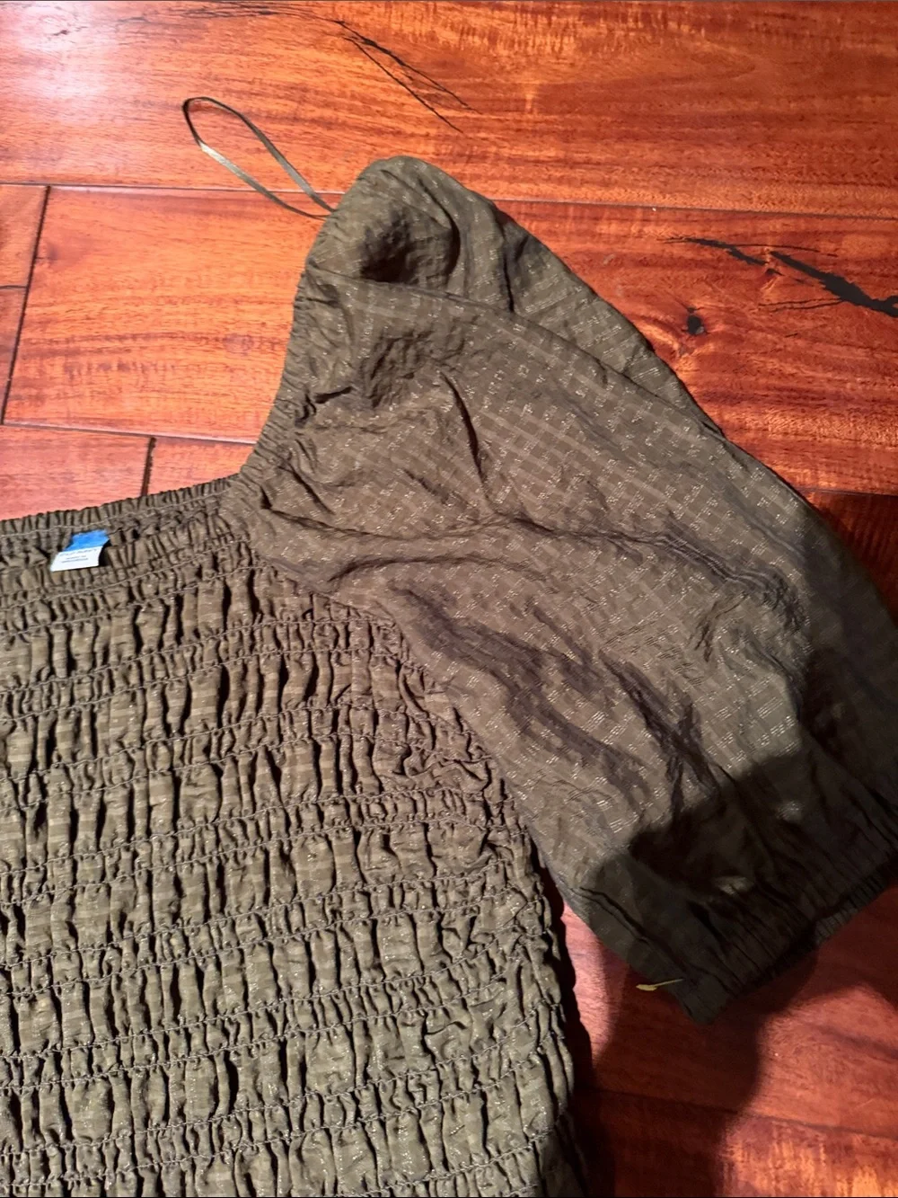 Old Navy Olive Green Smocked Puff Sleeve Top